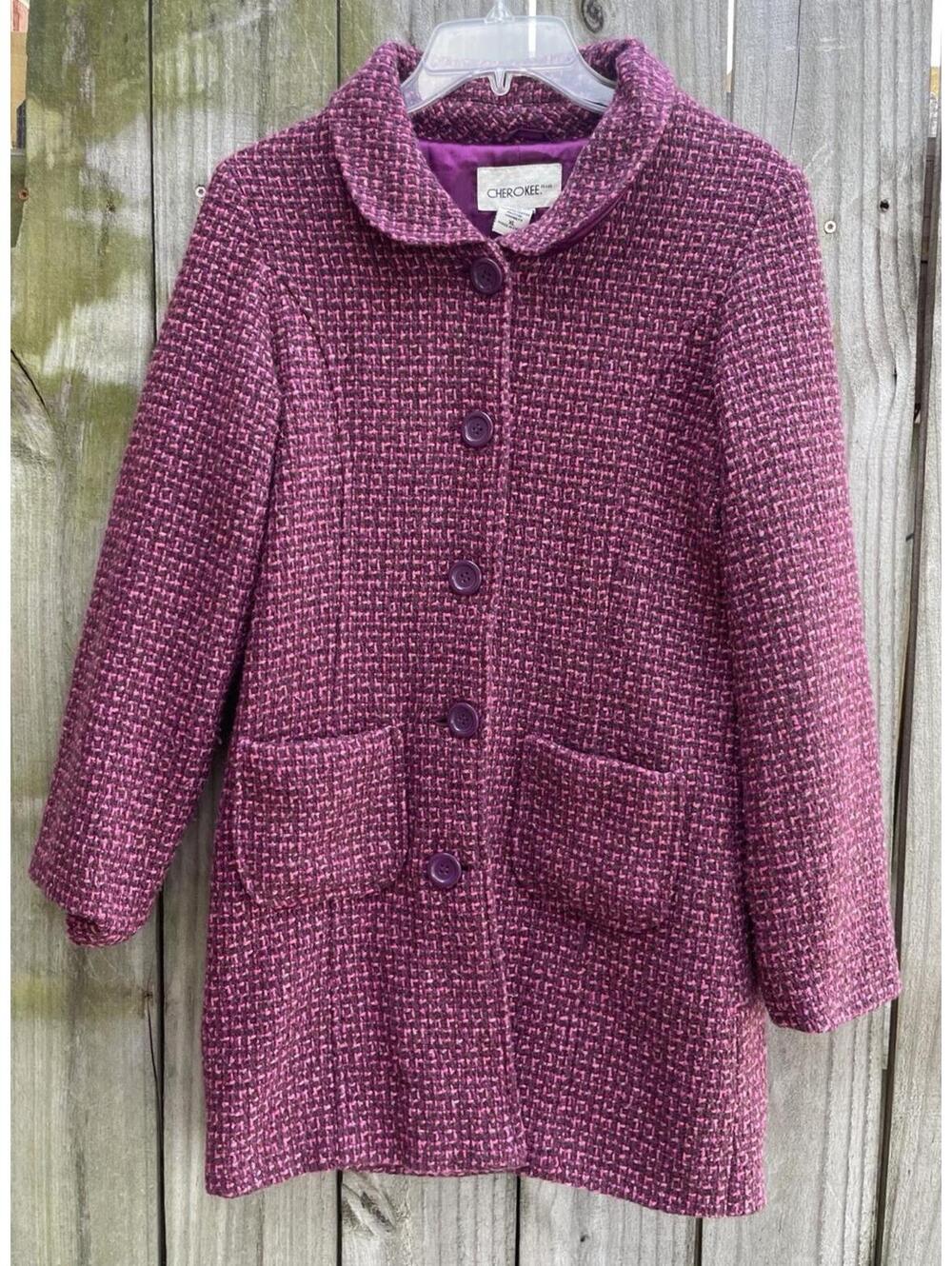 Cherokee Pink Tweed Button Trench Coat Xl
